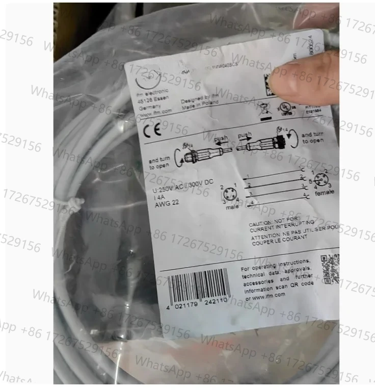 1 пеça novo cabo de optimão оригинальная m12 macho e föna evw028, устойчивая к решениям 5 м в linha reta
