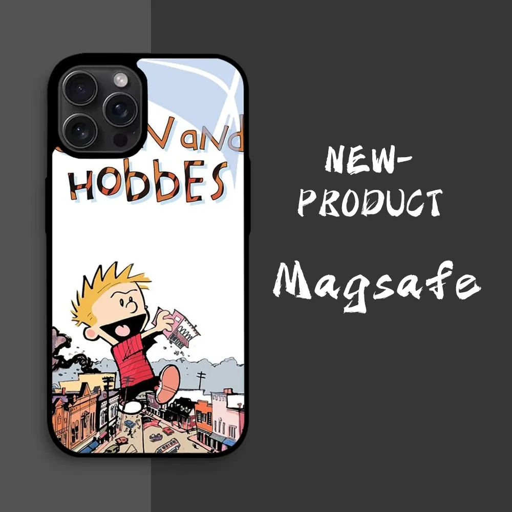 Фото Чехол для телефона с рисунком C-Calvin и H-Hobbes для iPhone 16 15 14 13 12 11 Pro Xs Max Mini XR X 7 8 Plus, роскошный зеркальный жесткий чехол №2