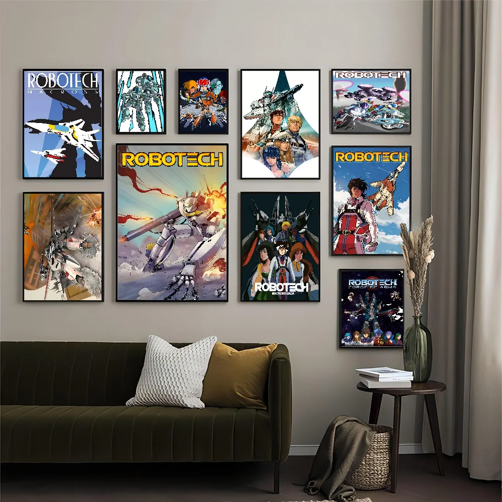 Anime R-Robotech Vintage Posters Sticky Retro Kraft Paper Sticker DIY Room Bar Cafe Kawaii Room Decor
