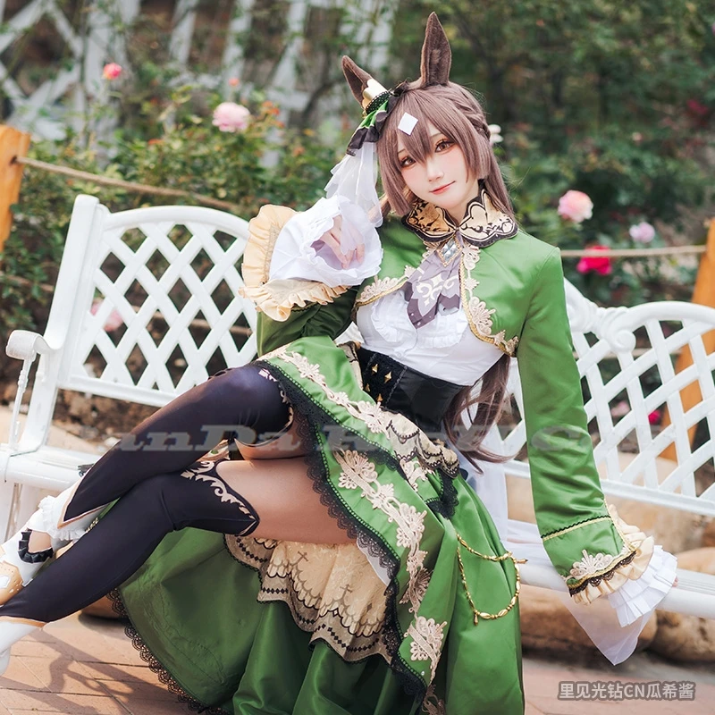 Umamusume красивый костюм Дерби Satono со стразами для косплея искусственный парик женский наряд платье Униформа Хэллоуин карнавальный костюм