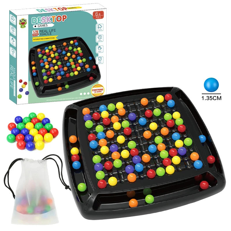 Фото Шахматная игра Classi, несколько игр для настольной игры Rainbow, 48/80/120 шариков с бусинами, интеллектуальная шахматная доска, игра Duel №2