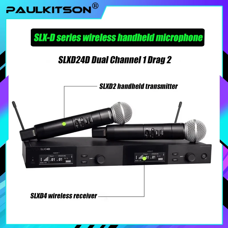 SLXD Microfone 500/600/800 МГц Беспроводная микрофонная система 4-контактная гарнитура KSM8/Beta58 Профессиональное аудиооборудование для сценического караоке