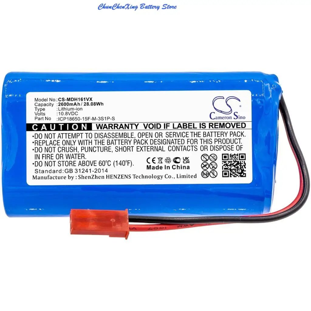 Вакуумный аккумулятор Cameron Sino 2600 мАч ICP 186500 -15F-M-3S1P-S для Easyhome SR3001, для Evolution SR2000, SR2001, для Medion MD16192