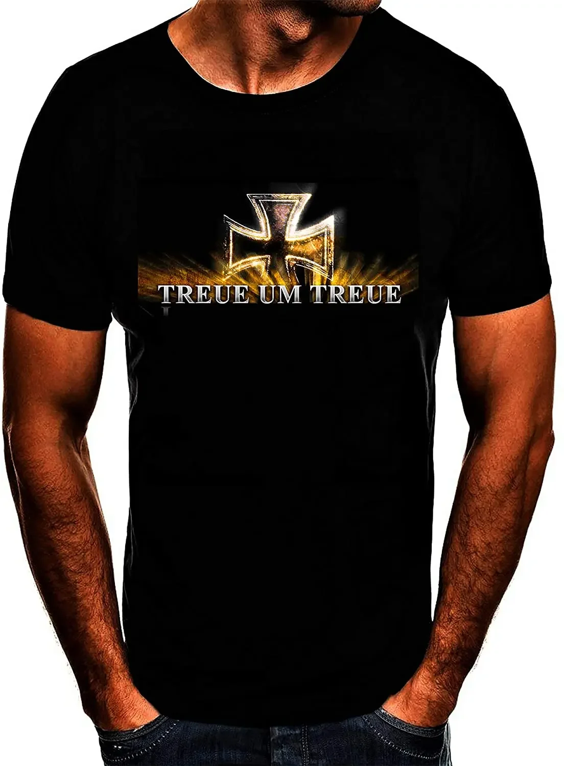 Футболка Treue Deutschland Iron Cross из 100% хлопка с круглым вырезом и коротким рукавом, летняя повседневная мужская футболка, уличная одежда
