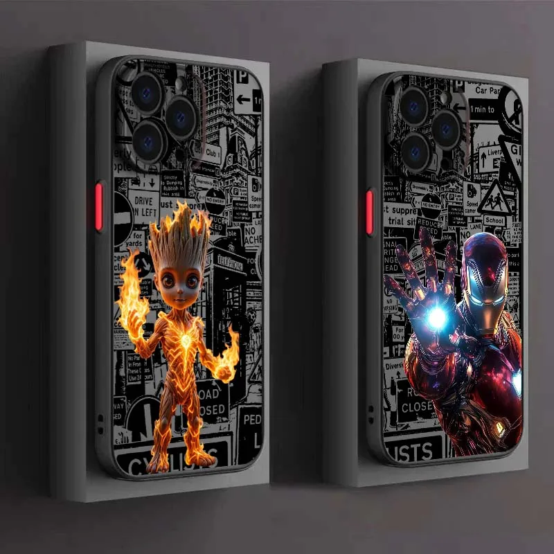 Marvel Deadpool Groot Iron Man для Apple iPhone 16, 15, 14, 13, 12, 11 XR XS X Pro Max Plus, мини-матовый полупрозрачный чехол для телефона