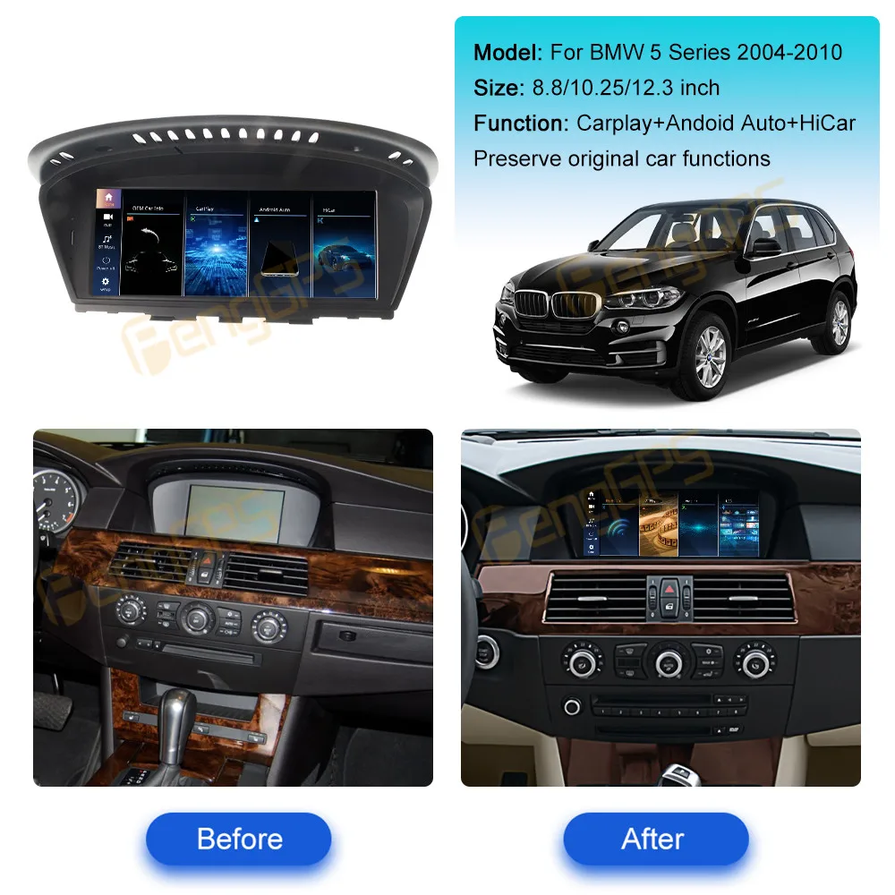 Для BMW 5 серии E60 2004-2010 Беспроводная система CarPlay Linux 10,25 дюйма сенсорный экран Поддержка CCC CIC мультимедийный плеер стерео BT