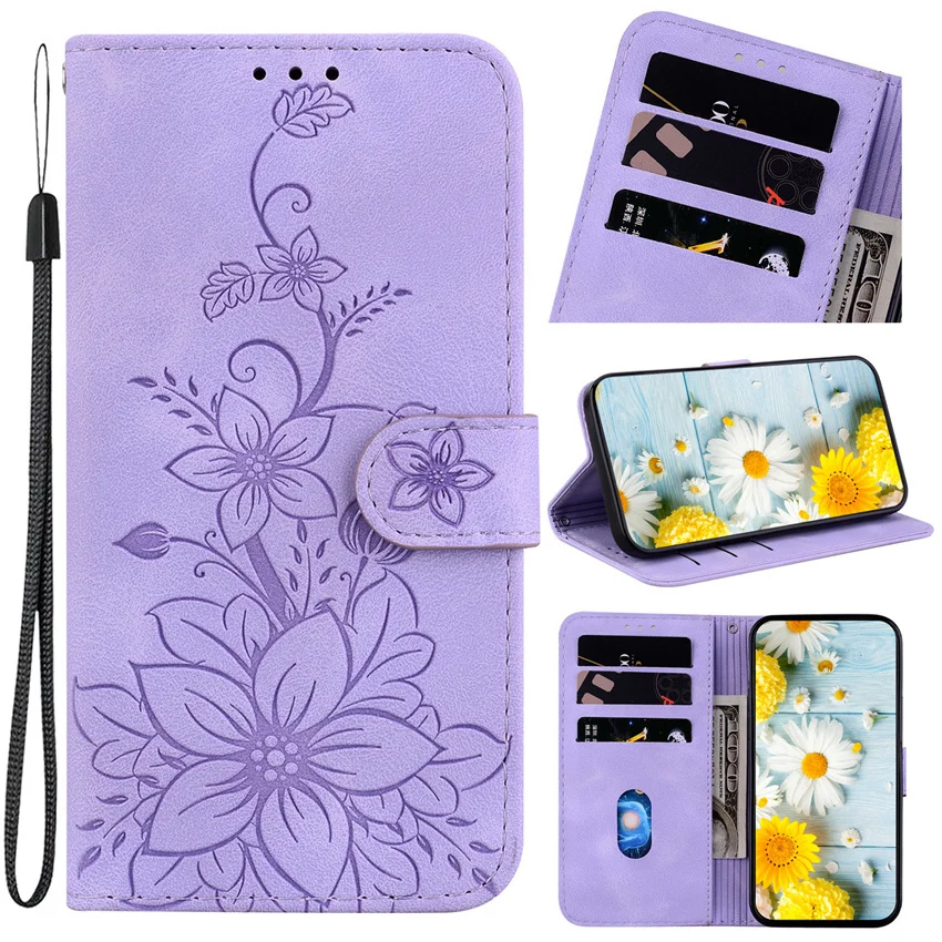Фото Модный кожаный чехол-книжка с изображением тигра и цветка для Huawei Honor X5, X7, X7A, X8, X8A, X9, X9A, чехол-книжка для телефона с подставкой и отделением для карт №5