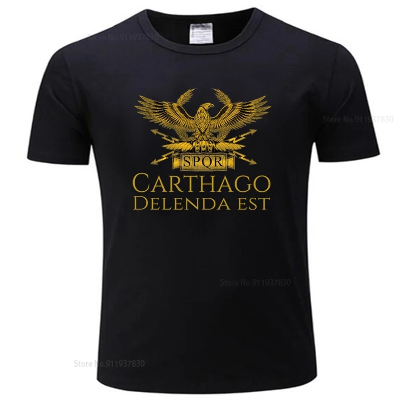 men brand t shirt summer cotton tshirt Ancient Classical Roman History Carthago Delenda Est Latin Quote SPQR T Shirt Imperial