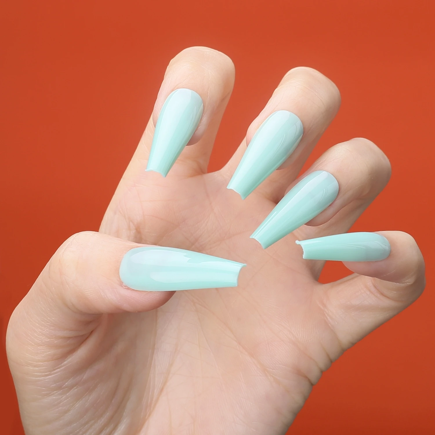 Фото Экстра гель Mint Fasle Nails Summer Blule Candy Long Coffin Акриловые ногти для салона 24 шт. светло-зеленые накладные ногти балетные УФ-глянцевые №2