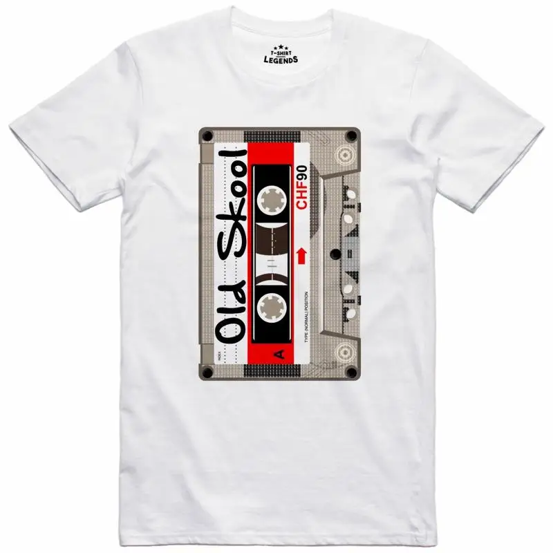 Мужская футболка Old Skool C90, кассетный музыкальный дизайн, хлопковая футболка обычного кроя