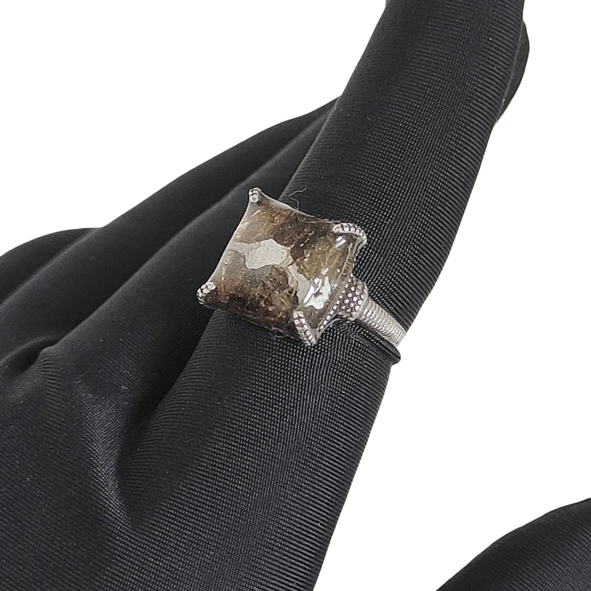 2,7 г Seymchan Pallasite Оливковый Метеорит S925 Серебряное кольцо Образец Натуральный метеорит Материал Коллекция колец ручной работы - LB084