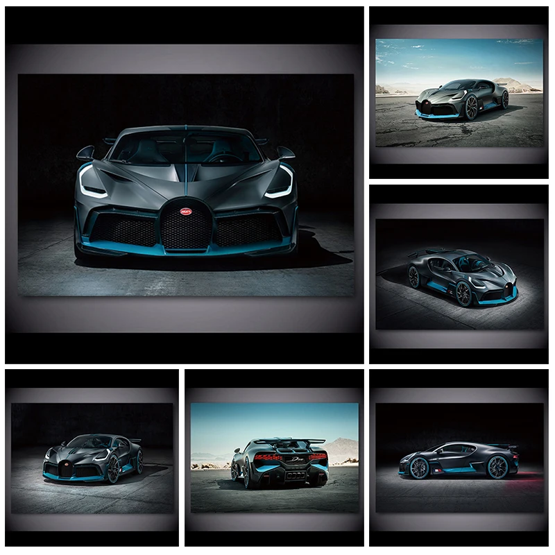Фото BUGATTI 2018 Chiron Спортивный красный автомобиль концепция Картина на холсте Настенная картина плакаты принты Современная Гостиная домашние укра... №1