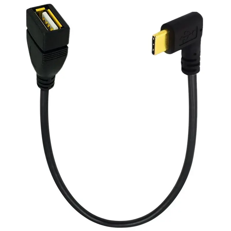 Фото Позолоченный кабель для передачи данных OTG Type-C папа вверх/вниз изгиб USB 2,0 мама, телефон подключен к USB-накопителю 25 см №2