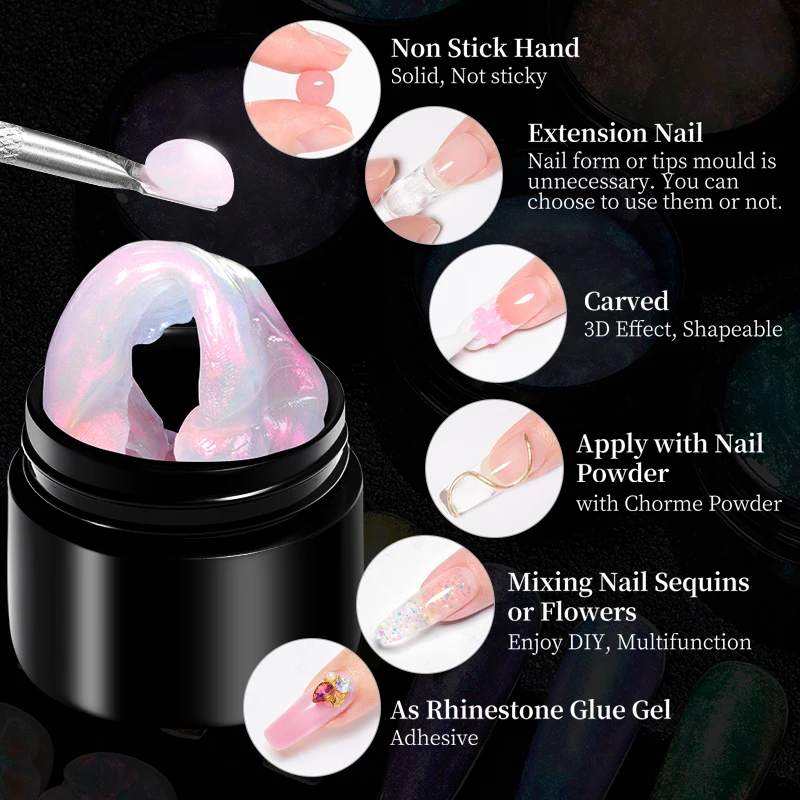Фото MTSSII 8 мл Ice Blue Aurora Non Stick Hand Solid Extension Гель для ногтей Dream Color Полуперманентный УФ-гель Soak Off Nail Art Varnish №3