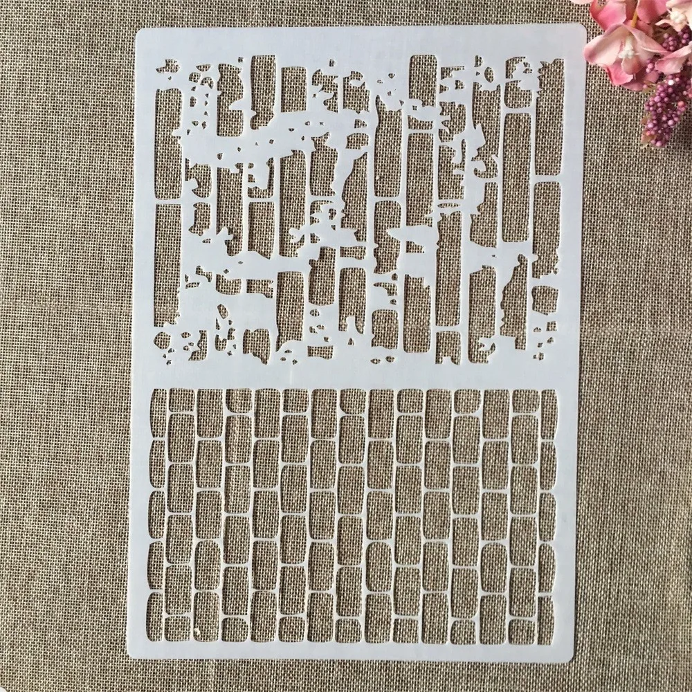 A4 29 см прямоугольные кирпичные бамбуковые DIY слойные трафареты настенная живопись Искусственный Декоративный шаблон