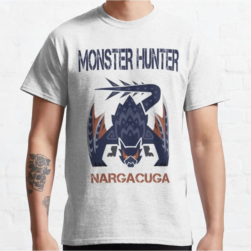Monster Hunter Nargacuga, винтажные футболки с рисунком Monster Hunter 80-х годов, футболки с рисунком MHW, топы большого размера, S-6xl