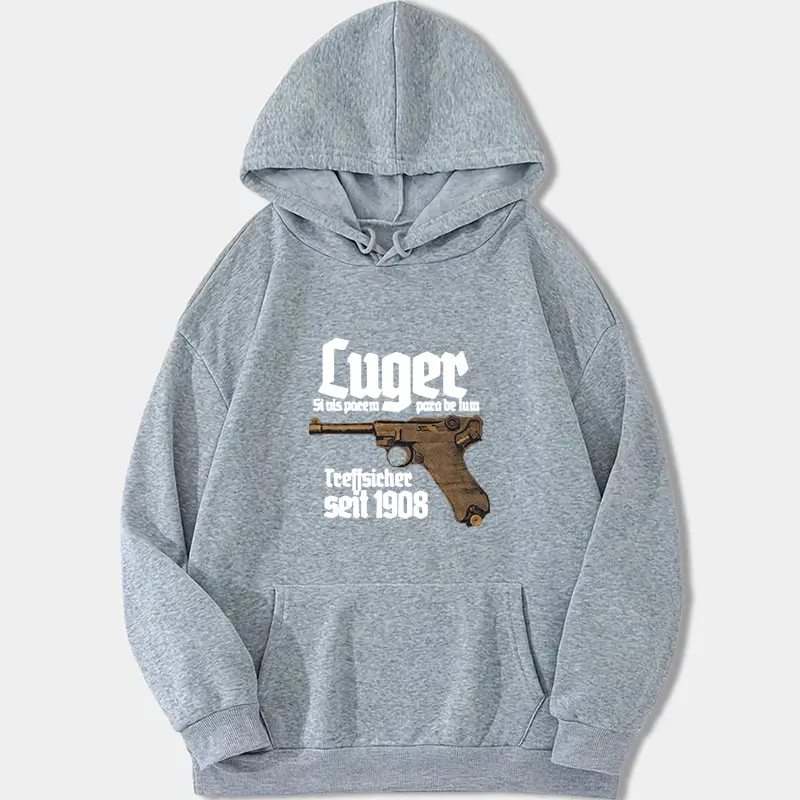 Фото Пуловер с капюшоном Luger Premium, классический пистолет 08, Parabellum Selbstladepistole Deutschland, толстовка с капюшоном, осень-зима, повседневная спортивная одежда №4