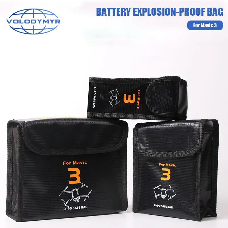 VOLODYMYR Lipo Battery Safe Bag Огнестойкая безопасная сумка для хранения зарядки, совместимая с DJI Mavic 3/3 Pro/3 Classic RC Drone
