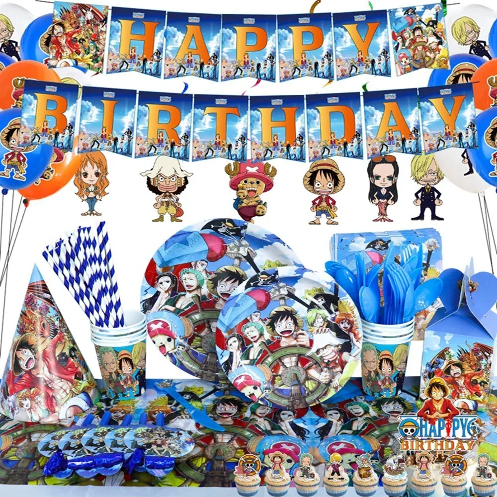 Аниме ONE PIECE вечерние посуда ONE PIECE Luffy Plate Cup воздушный шар баннер для торта