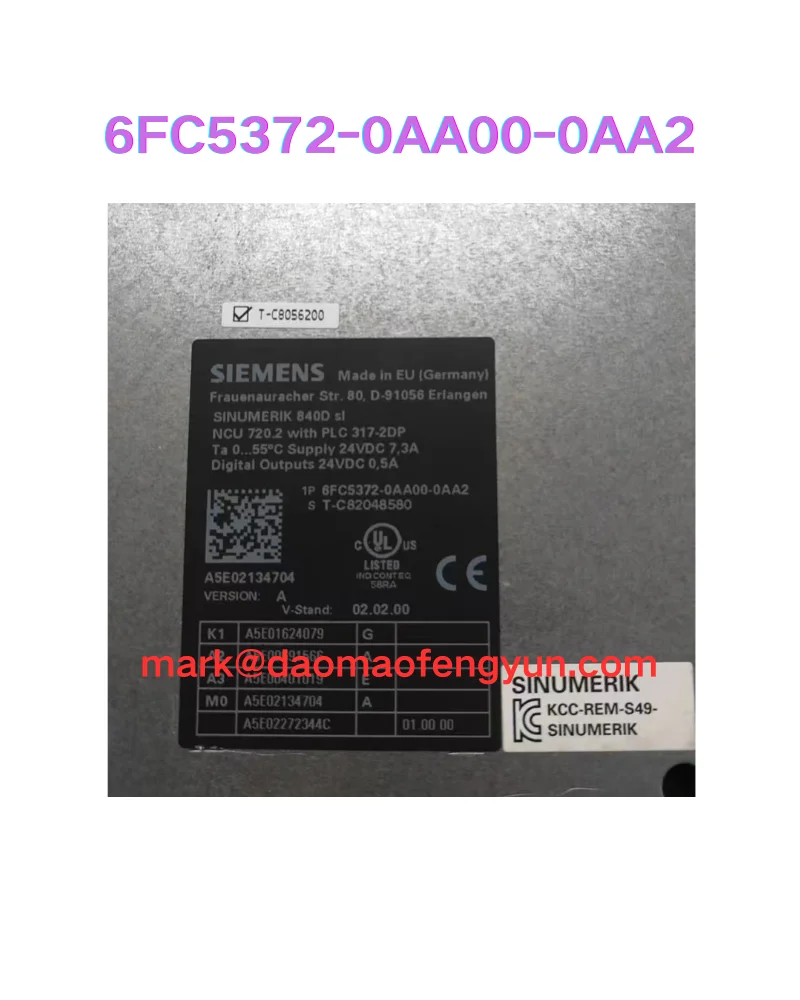6FC5372-0AA00-0AA2 Б/у SINUMERIK 840D sl Фурнитура с ЧПУ NCU 720.2 тест ОК