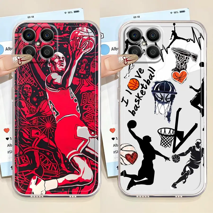 Фото Чехол для телефона Honor X8b 90 Lite X7b X9b X8a X9a X8, прозрачный чехол Basketball Man Cool №5