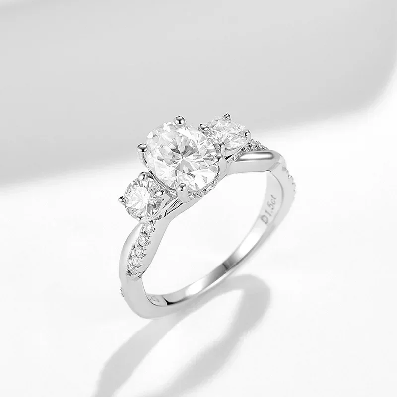 LinkerLove 925 Серебряное женское кольцо 1.5CT Овальный разрез Моссан Камень обручальное кольцо 2025 Блестящая роскошная лаборатория бриллиантовые драгоценности