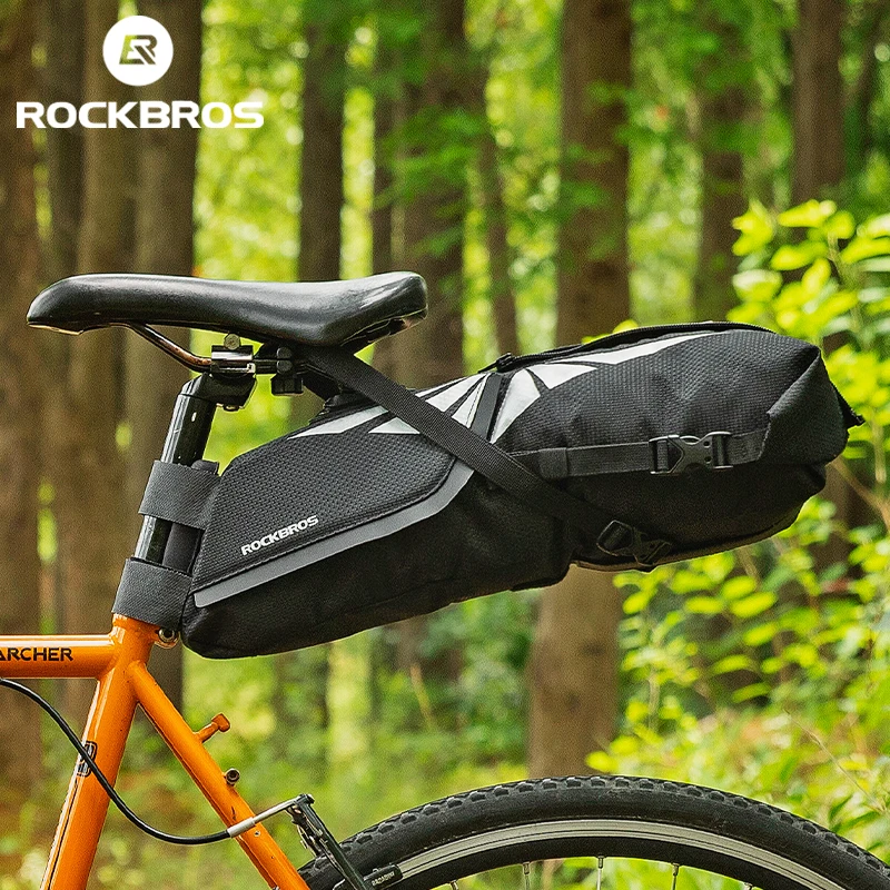 Велосипедная сумка ROCKBROS, вместительная водонепроницаемая сумка на седло и подседельный штырь, складной багажник для горных велосипедов