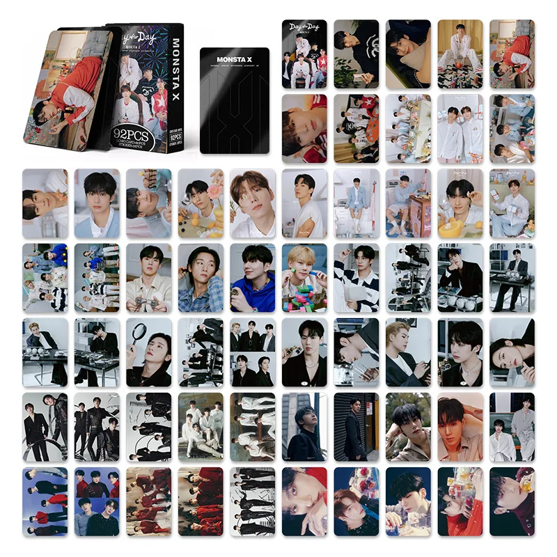 Фото Новый альбом Monsta X Idol Boy Group, 92 шт./комплект, ломо-карта, HD-принт, фотокарты, наклейки Shownu Kihyun IM hyunwon JOOHONEY, подарки для фанатов №3