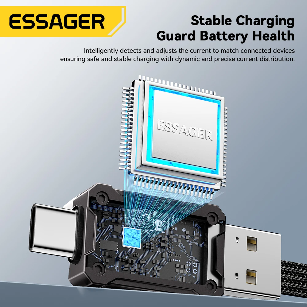 Essager 65 Вт 4 в 1 USB C-кабель Mecha Кабель для быстрой зарядки для iPhone 16 15 14 Xiaomi Macbook Type C Многопортовый провод для быстрой зарядки (art.: 3920cc5a01d65) - 3920cc5a01d65