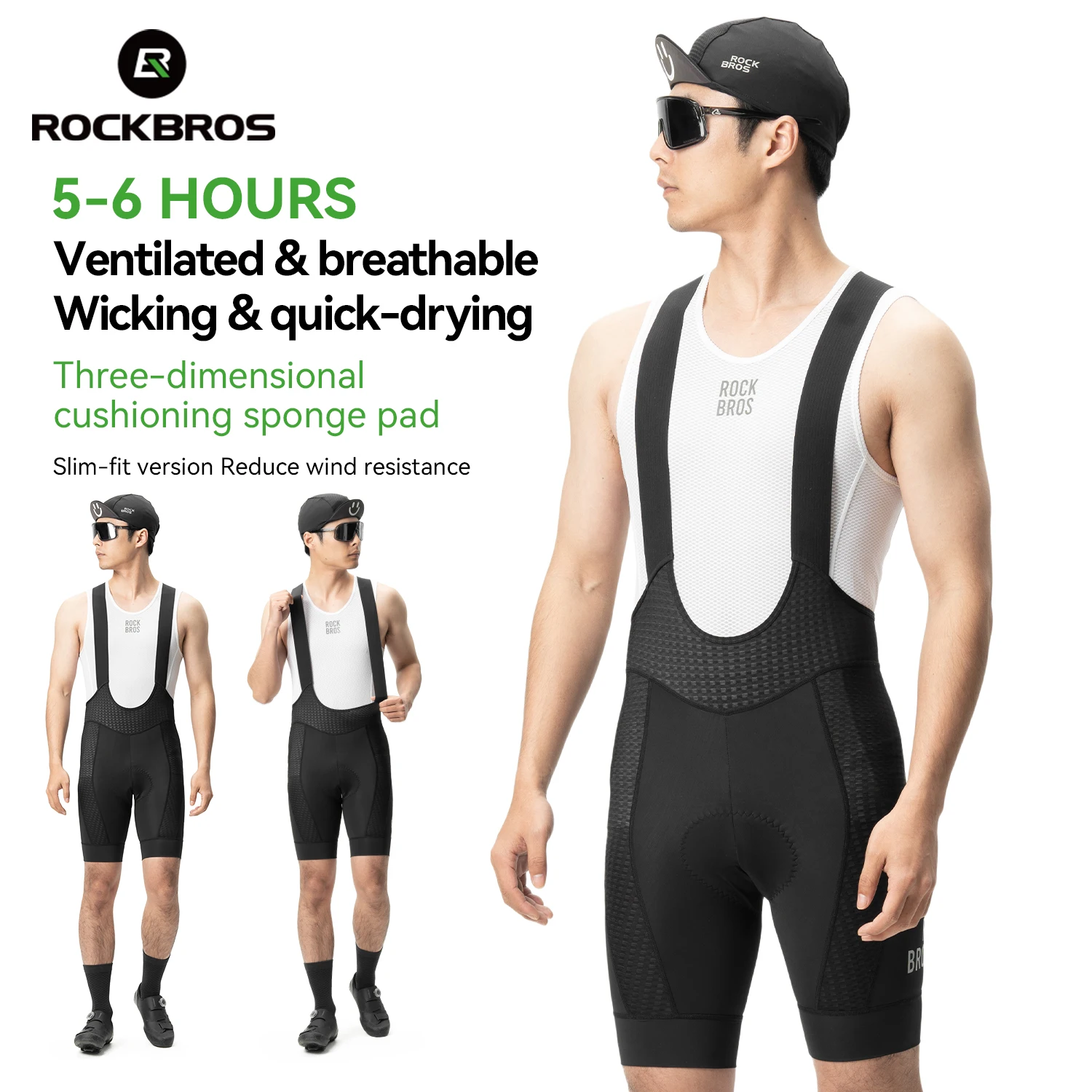 ROCKBROS велосипедные шорты с велосипедным жилетом Ciclismo, шорты нагрудник, эластичные колготки, дышащие удобные шорты с мягкой подкладкой для горного велосипеда на большие расстояния