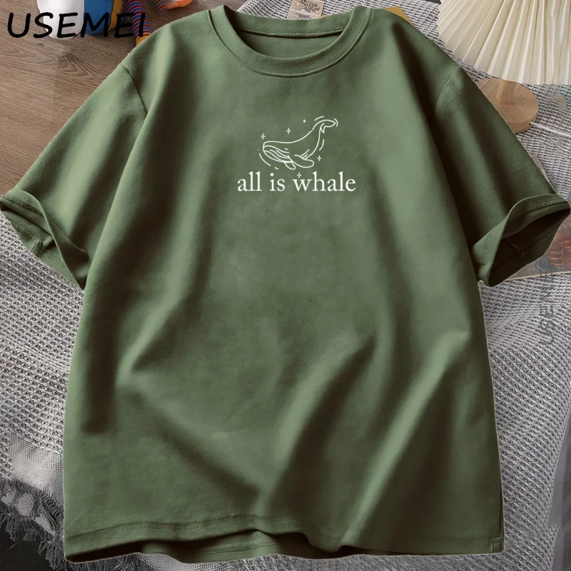 Фото Футболка All Is Whale, милая футболка с китом, морская жизнь, океан, природа, футболки для любителей животных, хлопковая футболка с короткими рукавами, летний топ унисекс №4