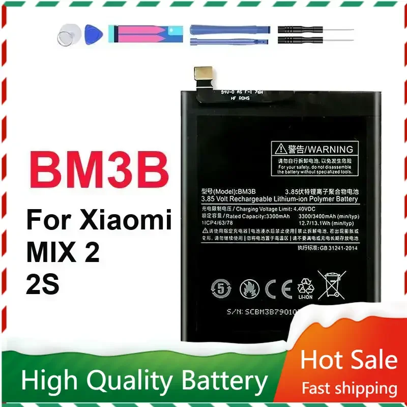 Для Xiao Mi Сменный аккумулятор BM3B BM 3B для Xiaomi MIX 2 2S MIX2 S 3400 мАч Аккумуляторы для телефона большой емкости Бесплатный инструмент + трек NO