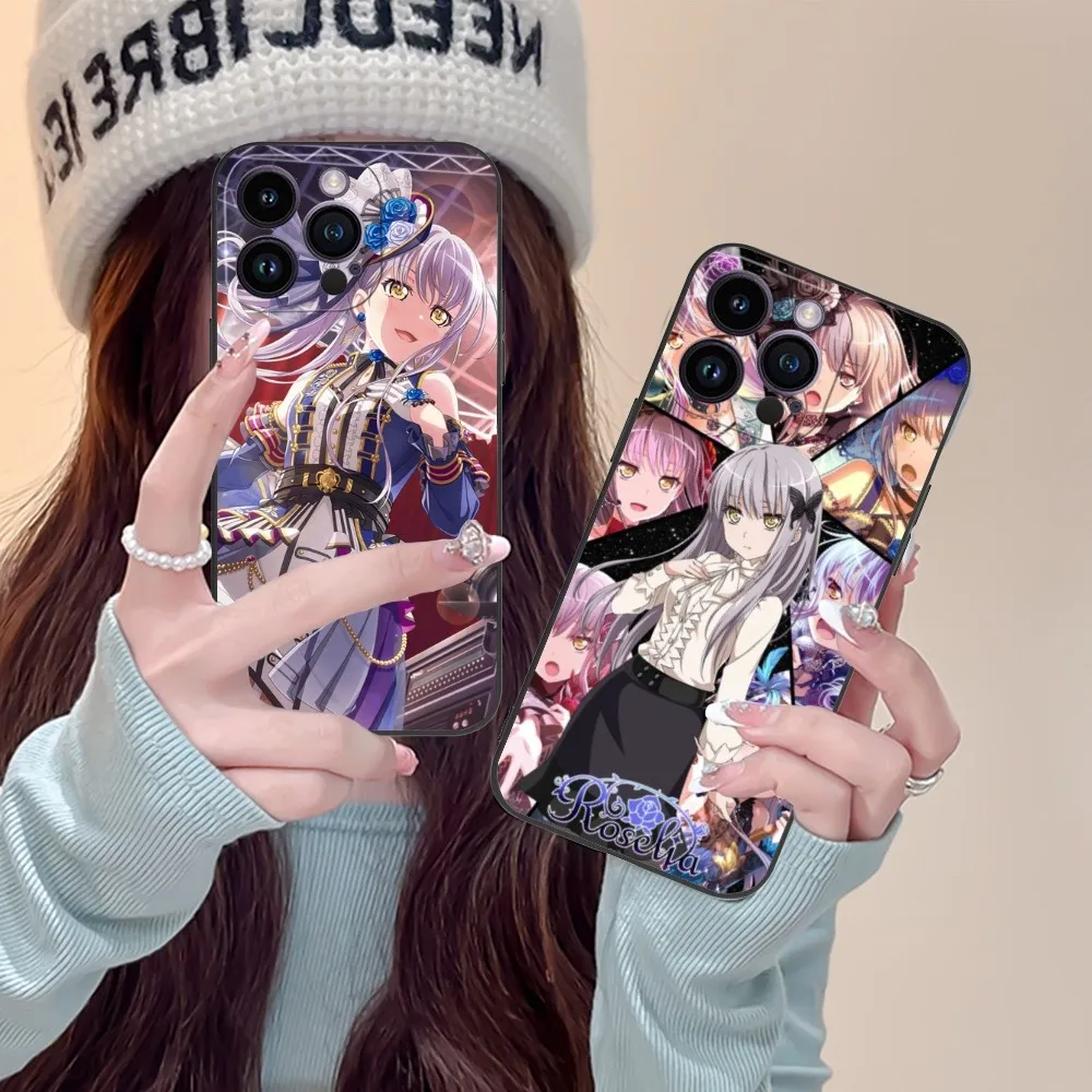 Чехол для мобильного телефона Roselia Minato для iPhone 15, 14, 13, 12, 11 X XR XS 8 7 Pro Max Plus Mini Black, мягкий чехол для телефона Funda