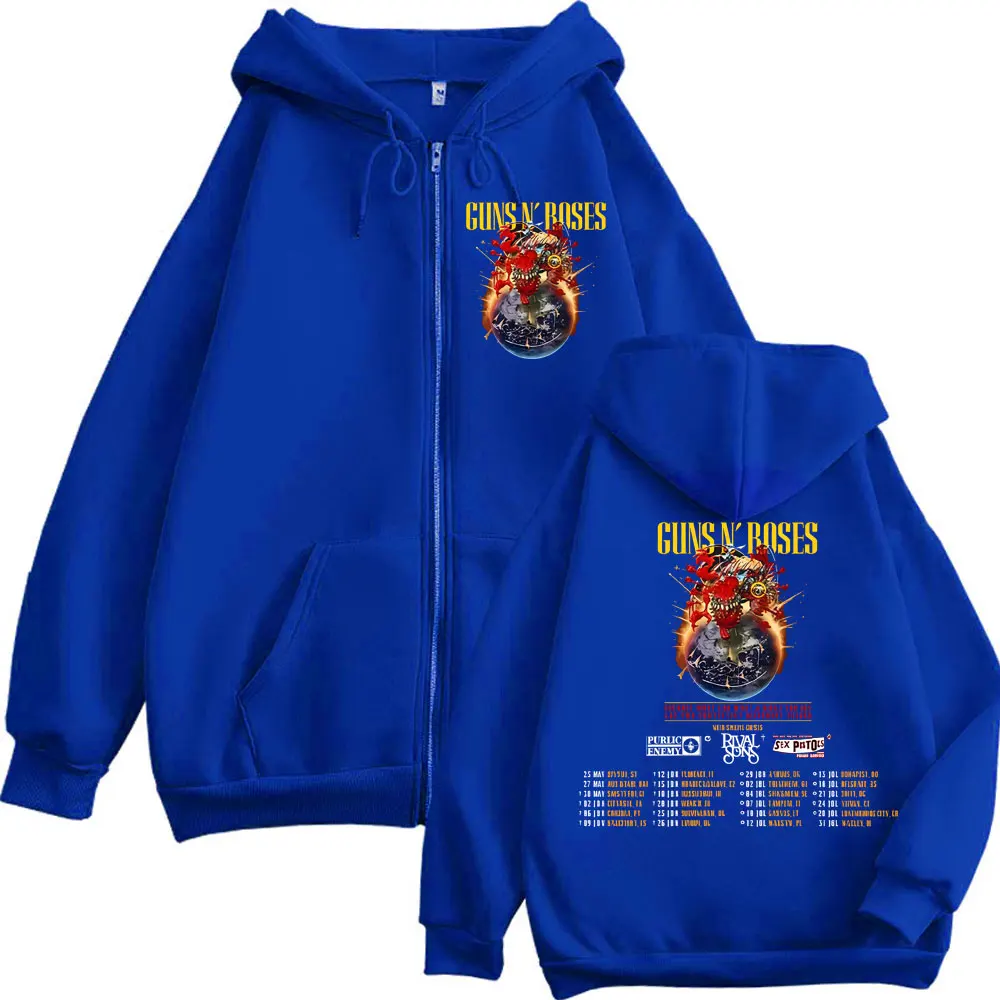 Фото Рок-группа Guns N Roses Tour 2025 Толстовки на молнии Панк Хип-хоп Винтаж Пуловеры на молнии Мужчины Женщины Мода Y2k Толстовка оверсайз №5