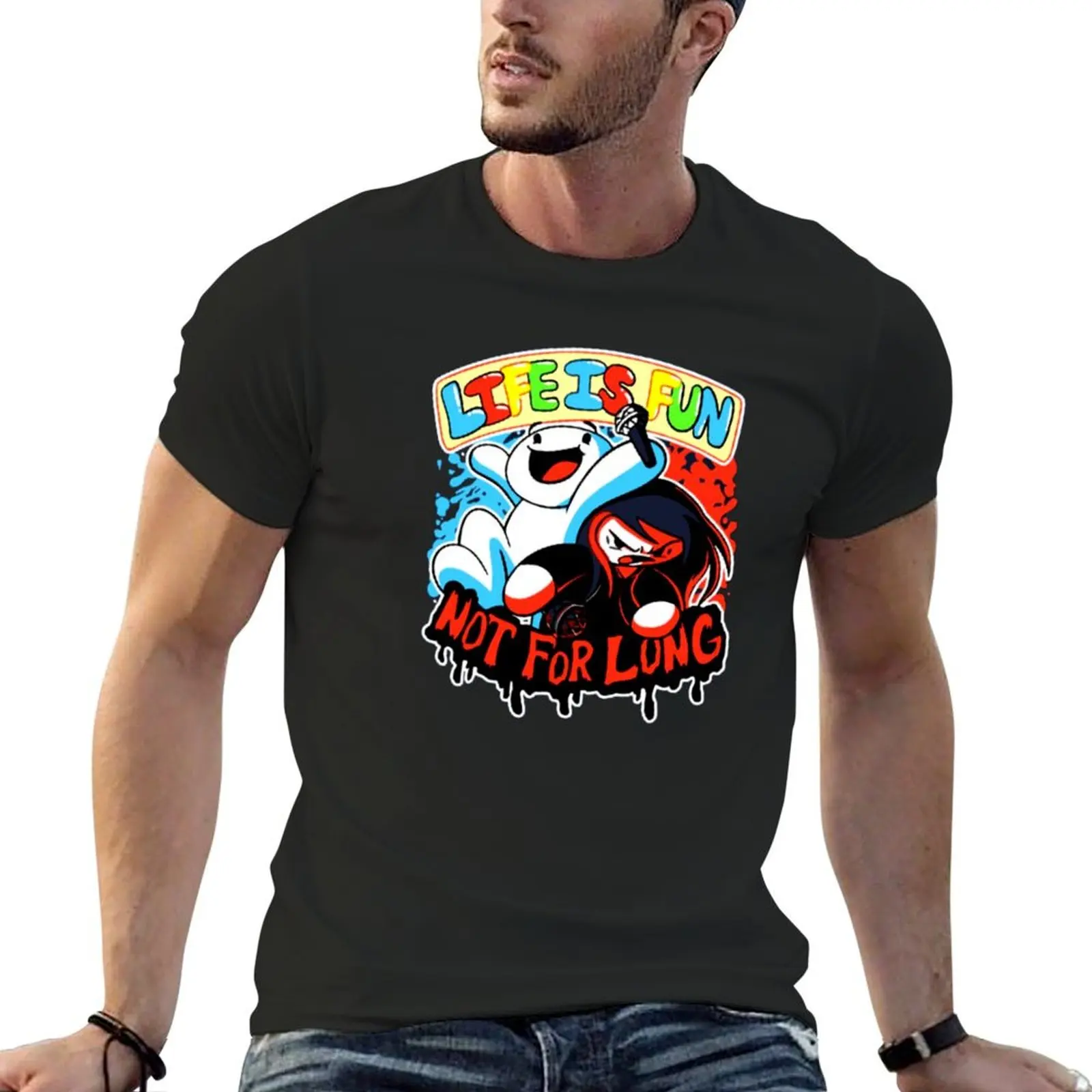 Футболка TheOdd1sOut life is fun, рубашка с аниме, черные рубашки для мальчиков, рубашки для тренировок для мужчин