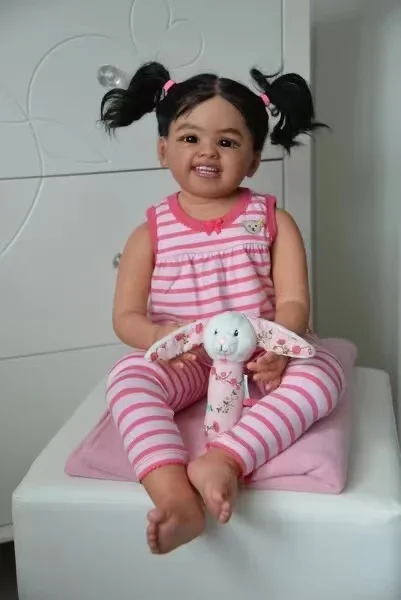 SINO-BB Индивидуальные ограниченные поставки 28 дюймов Reborn Baby Shanti афро-американская кожа с корнями вручную волосами Рождественский подарок (art.: 3920cf134dcb5) - 3920cf134dcb5