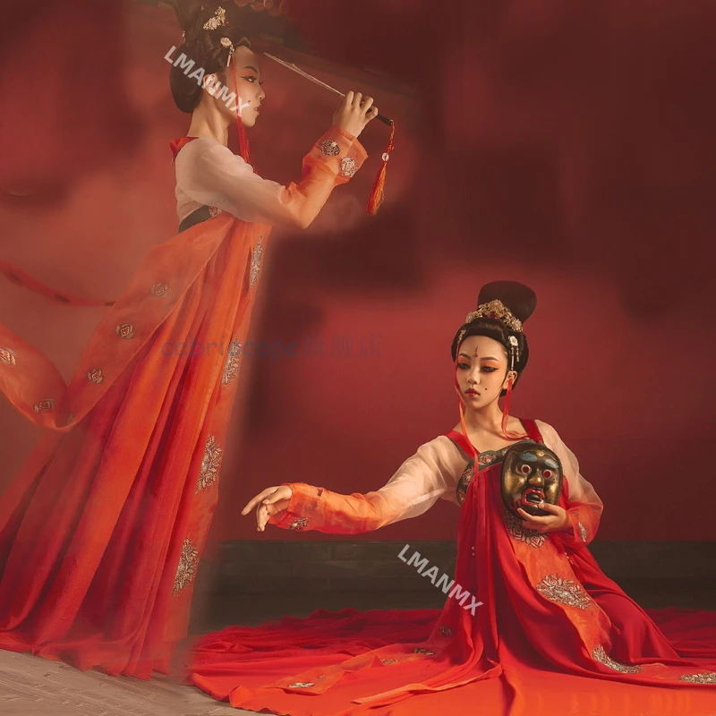 Фото Новое платье для выступлений Han Tang Dance Jia Yun Tian Xiang в китайском стиле, платье для выступлений в этническом стиле №2
