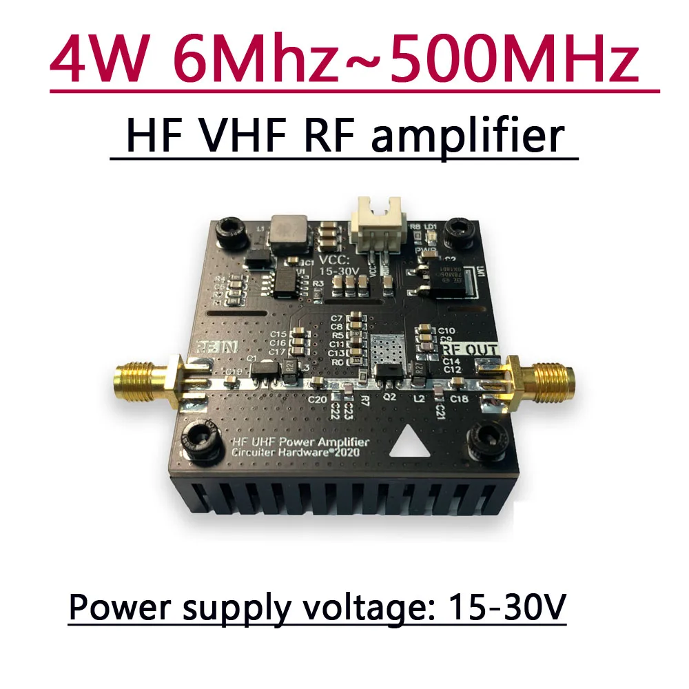 Усилитель Мощности HF VHF RF, 6-500 МГц, 4 Вт, усилитель мощности 30 дБ для любительской рации, короткая волна, 433 МГц, 315 МГц, усилитель дистанционного управления