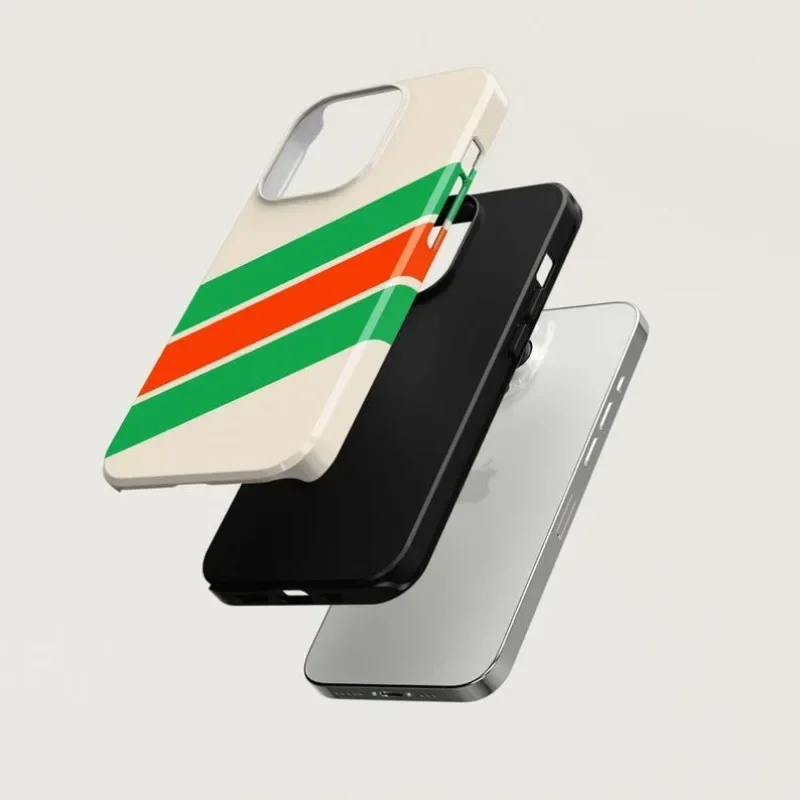 Фото Роскошный зеленый оранжевый чехол Clmj в диагональную полоску для iPhone 16, 15, 14, 13, 12, 11 Pro Max Plus, магнитный двухслойный чехол №4