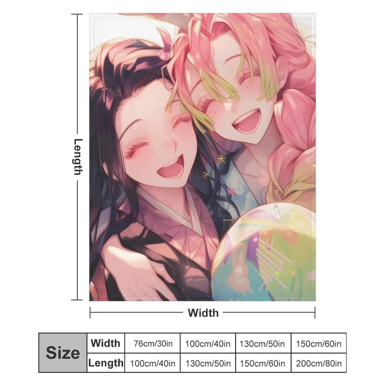 Nezuko Kamado & Mitsuri Kanroji - Demon Slayer 1. Плед-одеяло. Плед-одеяла. (art.: 3920cbfbcc7d7) - 3920cbfbcc7d7