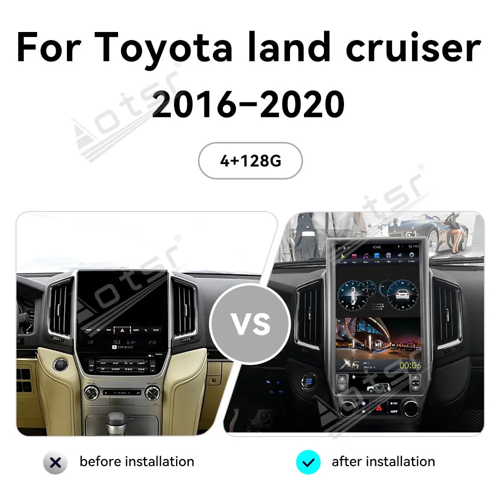 Фото Автомобильный радиоприемник Android с экраном 16 дюймов для Toyota land cruiser 2013 2017 2018 2019 2020 GPS, автонавигация, мультимедийный головное устройство Carplay №2