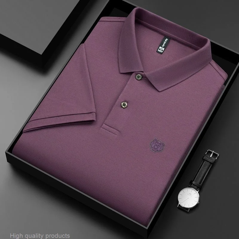 Фото Lengan Pendek Katun Mercerized High End Kaus Polo Bordir Merek Fashion Musim Panas Pria Kemeja Paul Kasual Bisnis №3