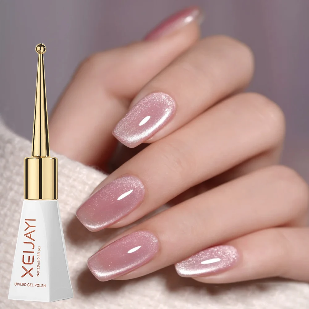 Фото 10 мл XEIJAYI Silk Nude Pink Crystal Cat's Eye Лак для ногтей УФ-постоянный магнитный блеск для дизайна ногтей для гель-лака Nail Suppli №4