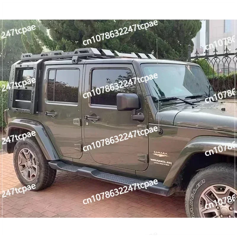 Фото Для Jeep Wrangler JK JL 2/4-дверный багажник на крышу со светодиодной подсветкой, комплект для крепления багажника, грузовая корзина №3