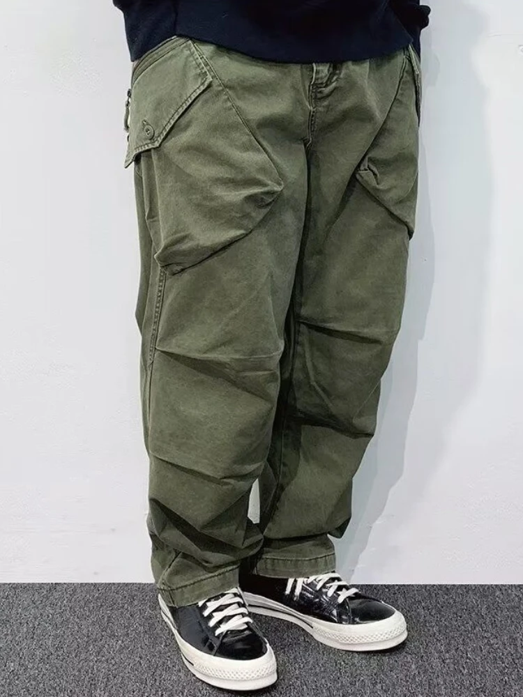 Рабочая одежда Зеленые брюки-карго Oversize для мужчин Роскошные повседневные брюки стандартной посадки Новые модные уличные свободные дешевые мужские брюки