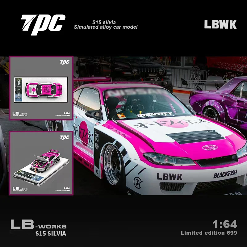 Предпродажа TPC 1:64 LBWK Silvia S15 LB Super Silhouette открывающийся капюшон розовый литой под давлением диорама модель автомобиля Коллекция TimeMicro