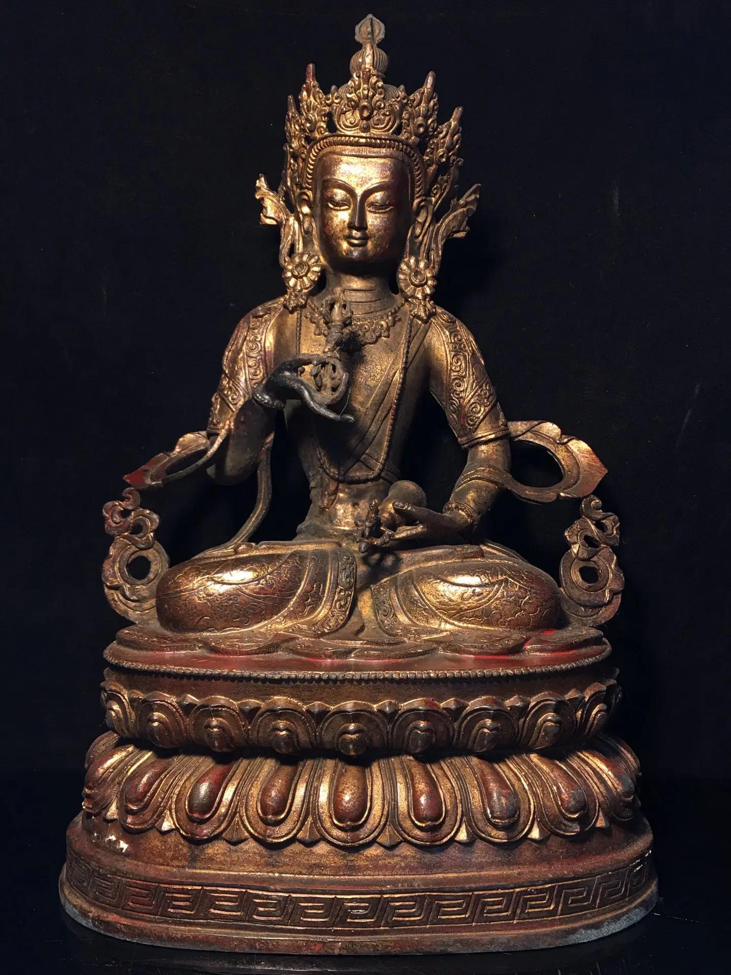 Коллекция тибетских храмов 15 дюймов, модель старой бронзы, Будда Vajrasattva Vajrasattoo, подставка для гостиной, городской домик