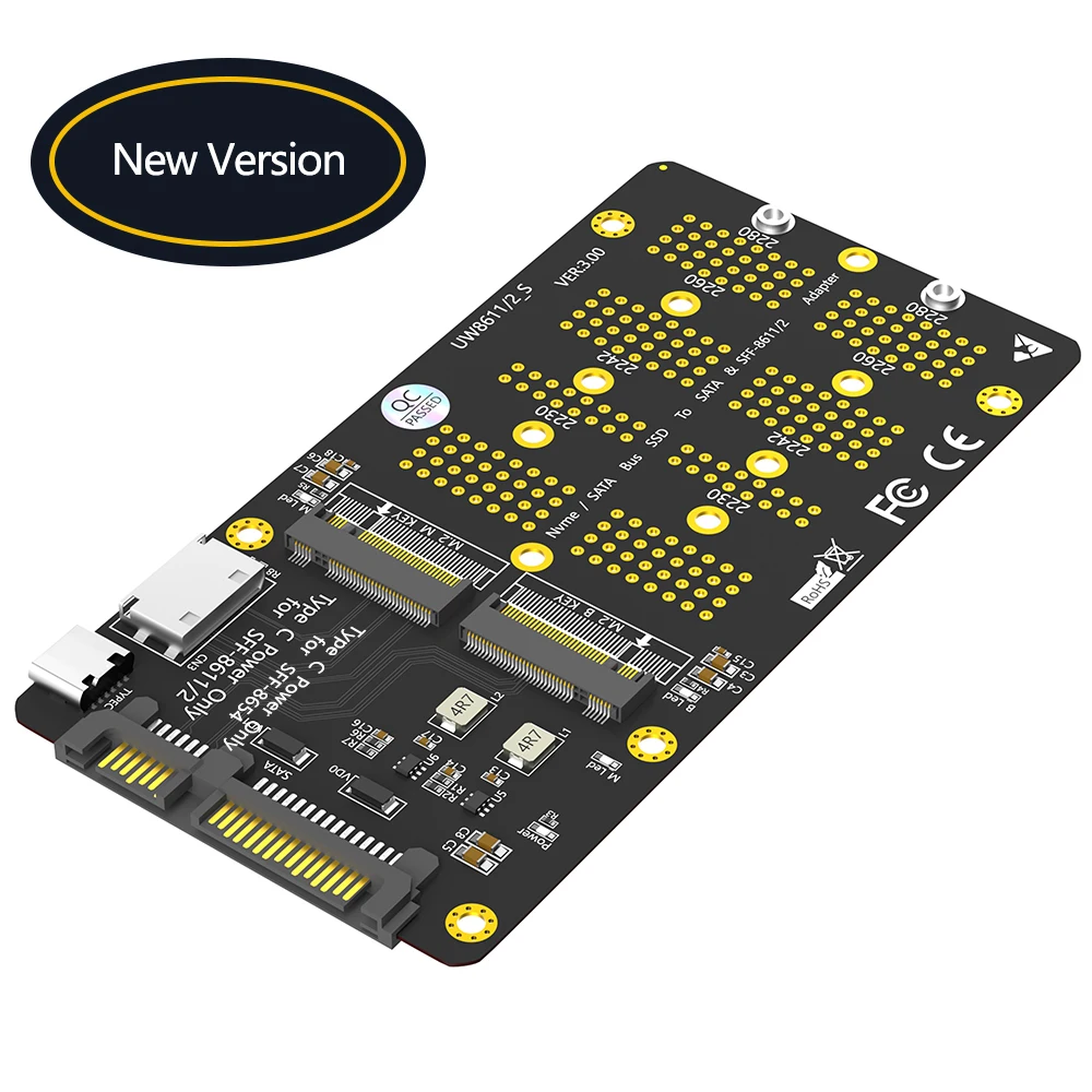 Фото TISHRIC M2 NGFF B-Key M-Key к SFF-8611/8612 Карта адаптера SATA 2 в 1 M.2 SSD SATA-шина Протокол NVME Поддержка 2230 2242 2260 2280 №5