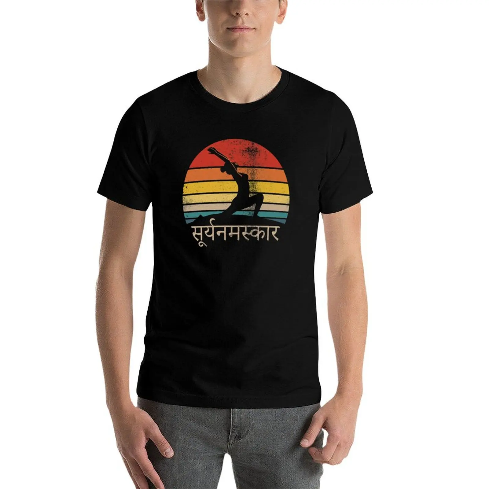 Фото Футболка Surya Namaskara Sun Salutation Yoga, дешевая футболка большого размера с простой графикой для мужчин №3