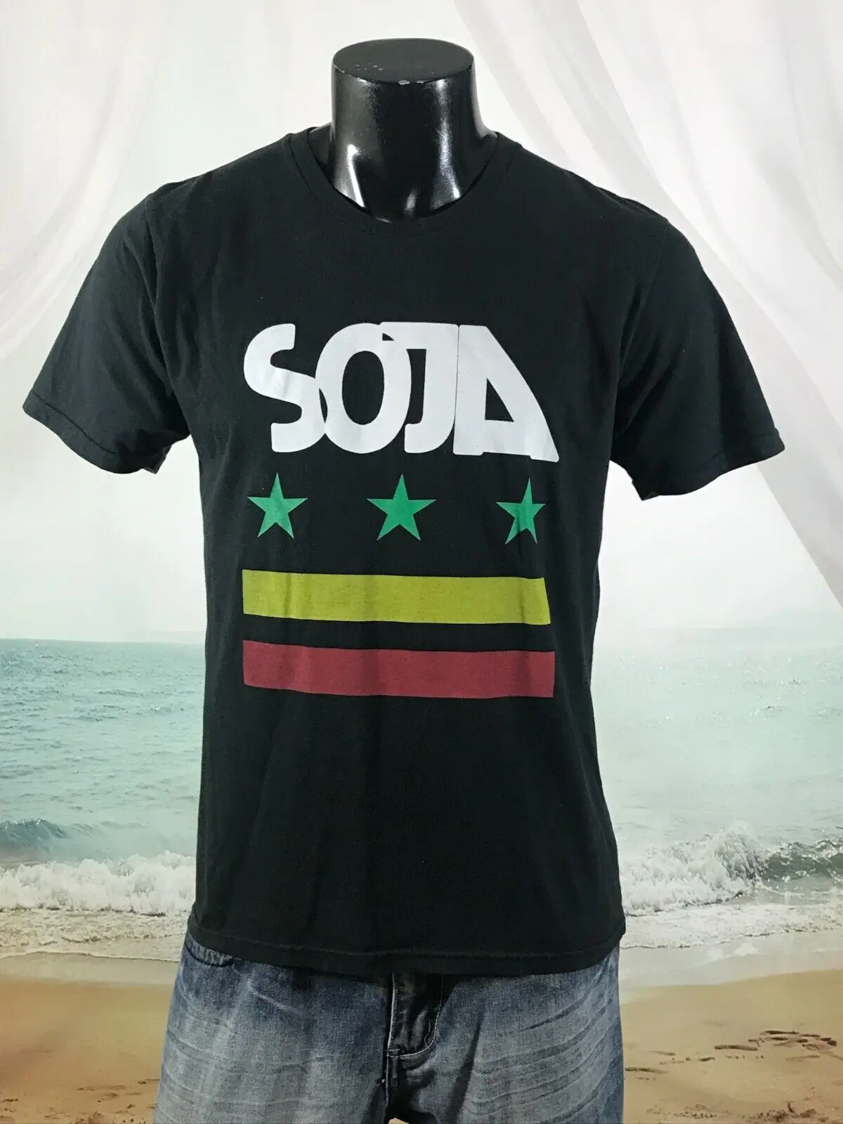 SOJA Reggae Music Band SHIRT Sz M Black Royal 50/50 Rasta